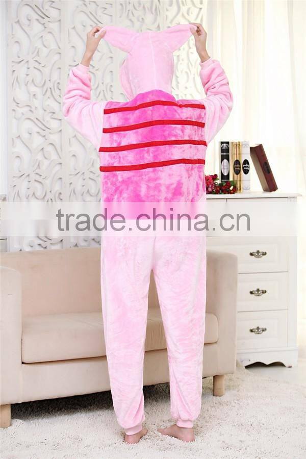 Lastest Flannel material one piece pink pajamas