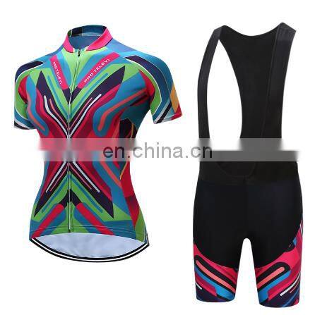 Colorful Women Cycling Jersey Bike Wear (Bib) shorts set Outdoor Sportwear Short Sleeve Cycling Clothing Suit