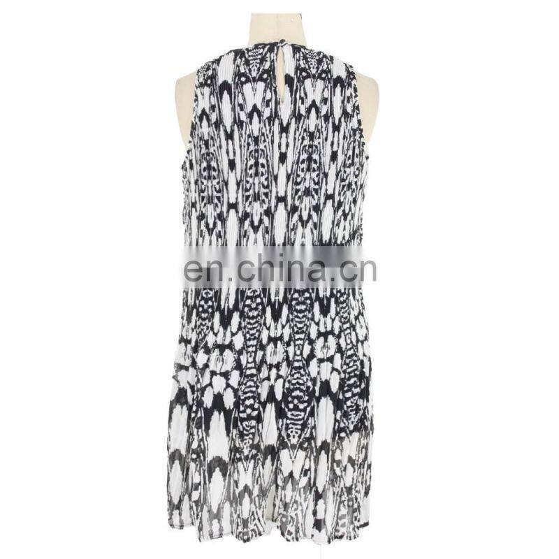 Crinkle Chiffon Monochrome Print Young Lady Dress