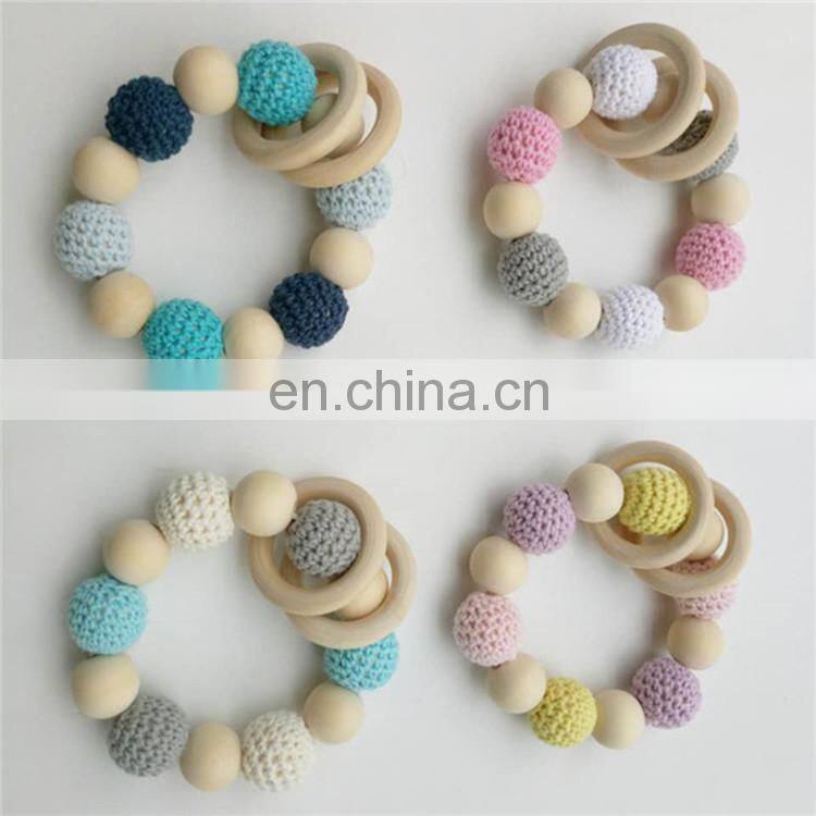 hand made Crochet wood teething beads safe for baby