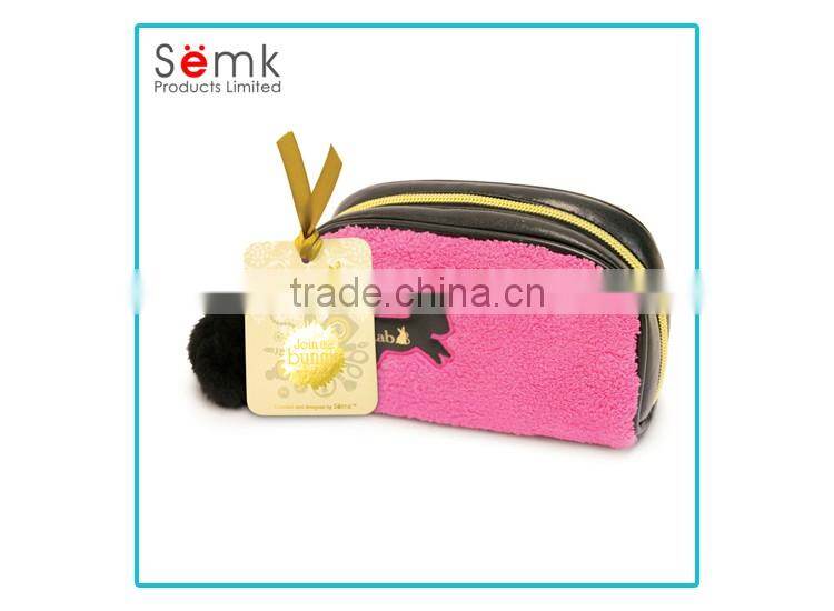 Alibaba rabbit shape rose red plush ladies fashion travel cosmetic bag