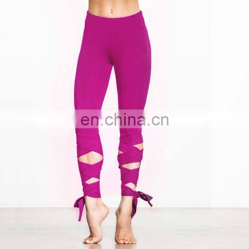 Women Ballerina Yoga Pants bandage Cropped leggings Sports dance Tight fitness Cross Running Tights