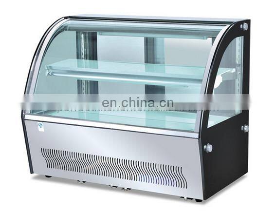 R-shape commercial cake display refrigerator showcase with 2 layers