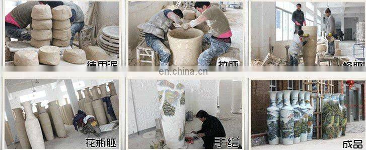 H1.2 meter Chinese Blue White Ceramic Tall Floor Decorative Vases Hand Painted Landscape Design