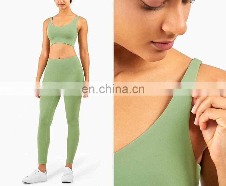slim Newly designed High Quality Women Active Yoga Fitness Wear with Sport Bra And High Waist Breathable Legging