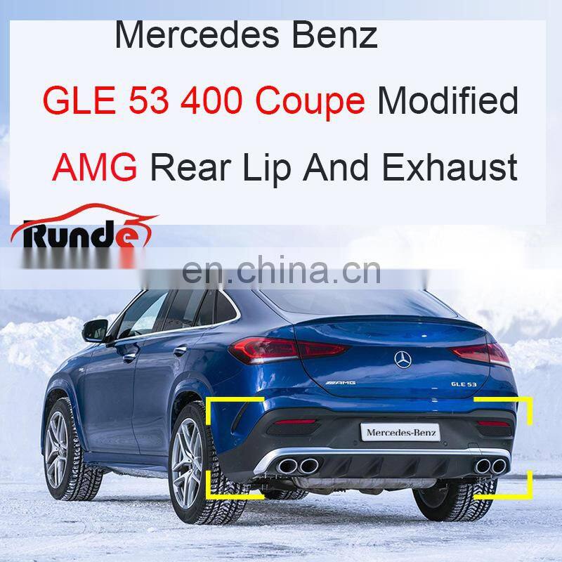 Runde PP Material Body Parts Rear Lip Exhaust For Mercedes-Benz GLE 54 400 Coupe Modified AMG Style rear lip exhaust