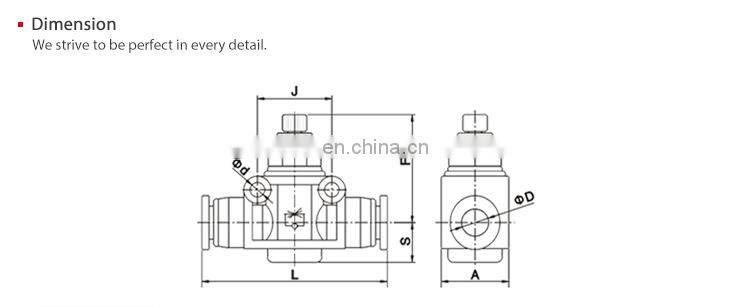 SNS SPA Series pneumatic one touch union straight air flow controller speed control valve with push-to-connect fittings