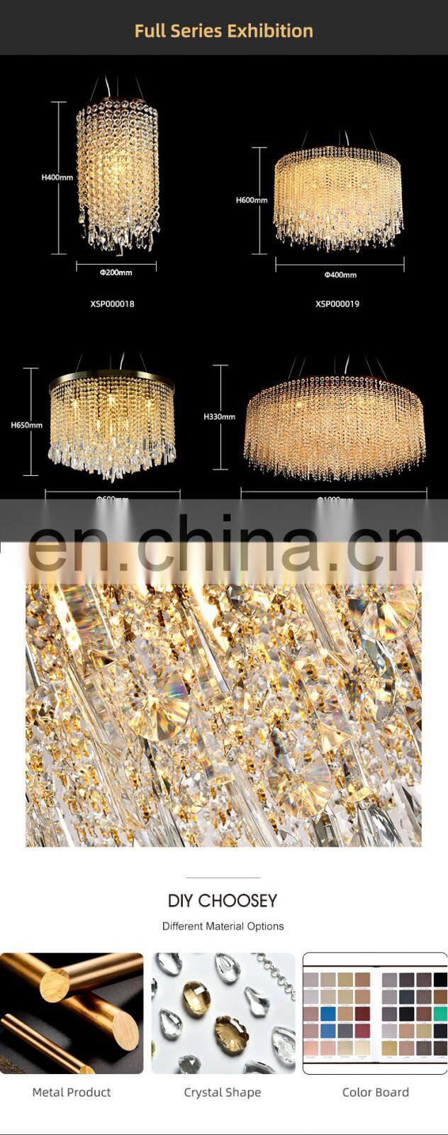 Modern Custom Luxury Hotel K9 Crystals Chandelier Large Round LED Pendants Lights Wedding Home Lighting