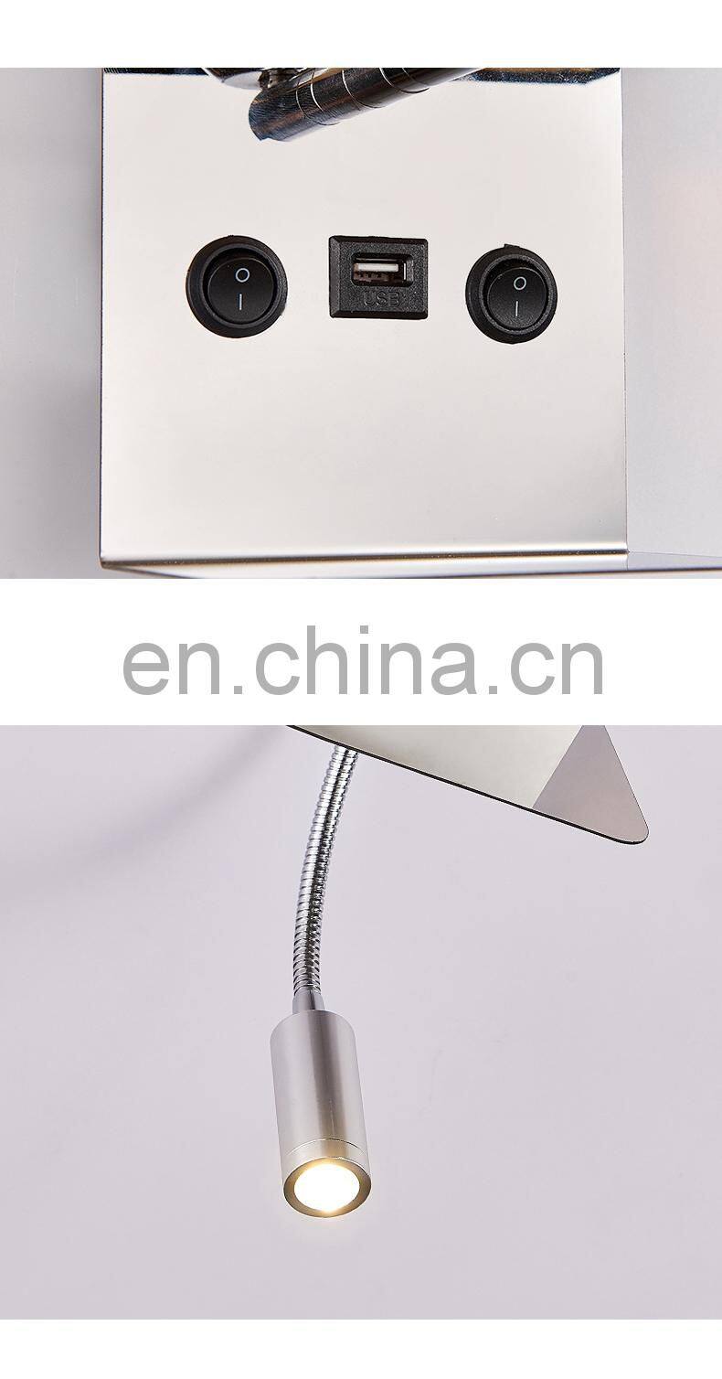 Hotel style fabric wall lamp creative bedroom led hotel bedside lamp simple USB interface charging wall lamp