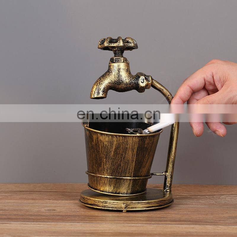 Retro creative Faucet Bird Deer Head Figurine Ashtray Vintage Handicraft for Home Bar Decoration Accessories Photography Props