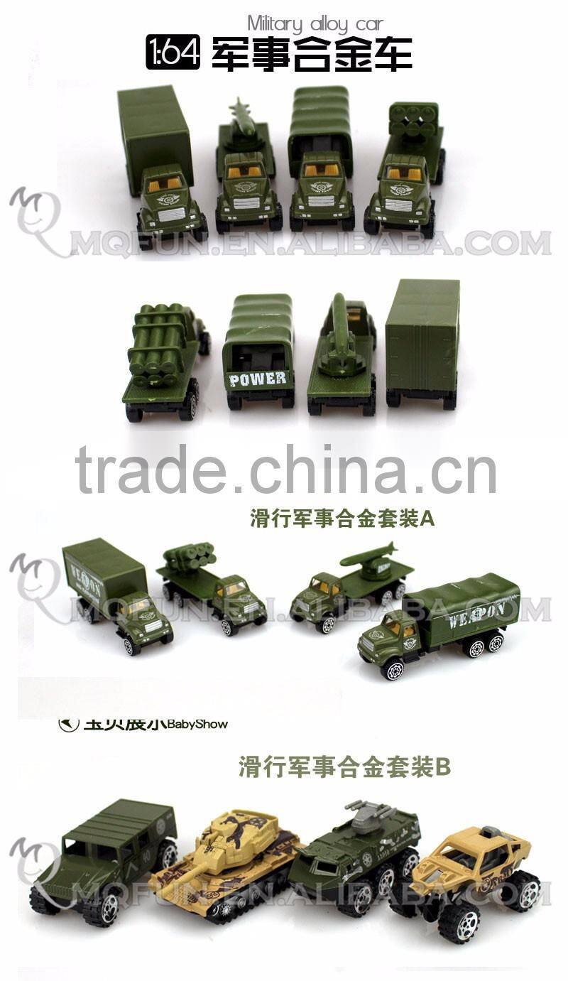 Mini Qute 4 in 1 kids Die Cast pull back alloy tank military camouflage vehicle diecast model car educational toy NO.MQ 515B