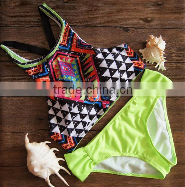 2016 New Sexy High Neck Bandage Swimwear Ladies Push Up Swimsuit Bikini Set