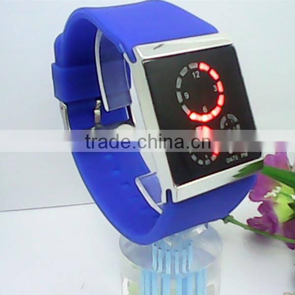 Environmental 12-hour/date display rectangular led digital watch