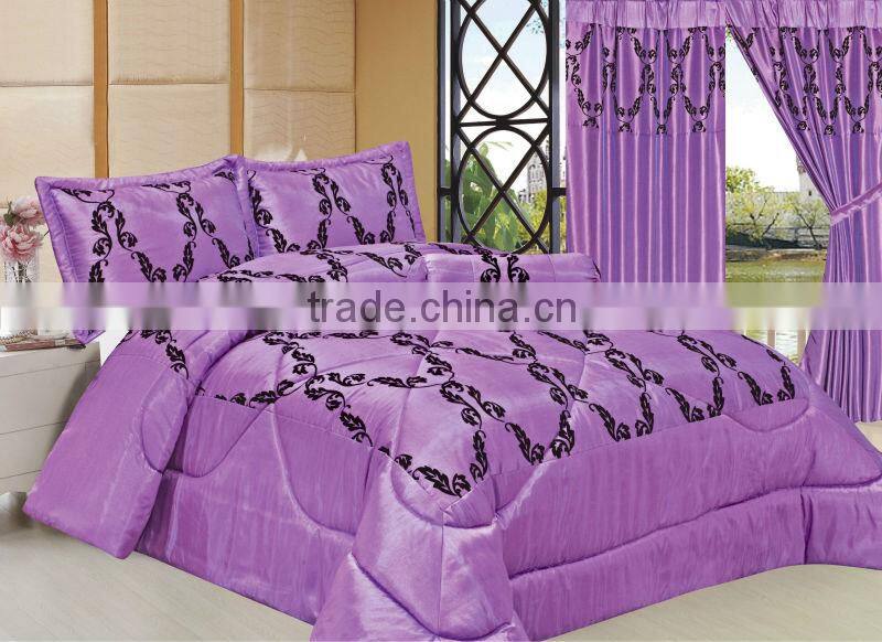 8Pcs Faux Silk Purple Comforter Sets