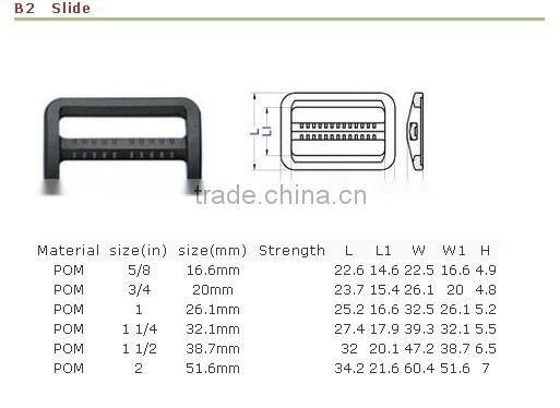 Plastic adjustable strap slide buckle for bag webbing