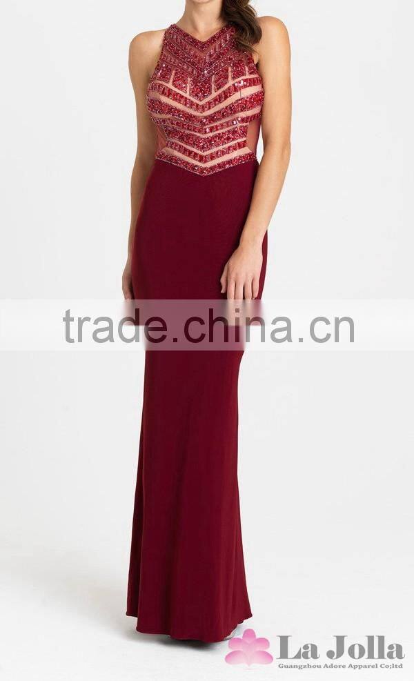New style Embroidery Seqins Gorgeous crystal V neck women sexy formal dress
