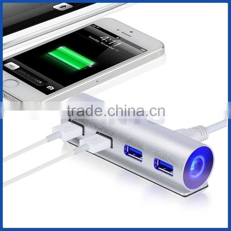 Aluminium housing 5Gbps 4port USB 3.0 hub with LED light for Macbook