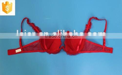 Hot sexy Triangle bright red flower lace bra with wedding hall