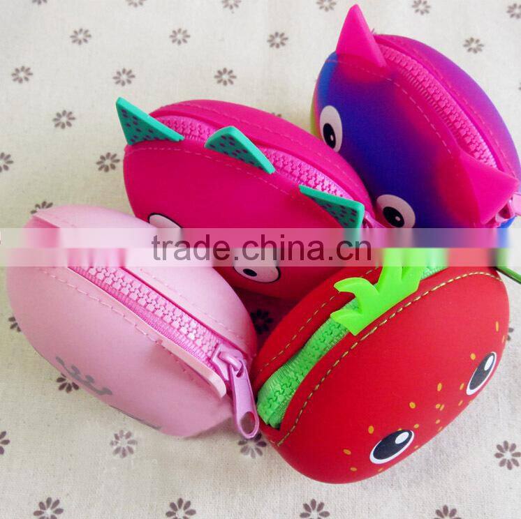 2015 Light blue Silicone zipper coin purses without any silk printing/ Small change purse