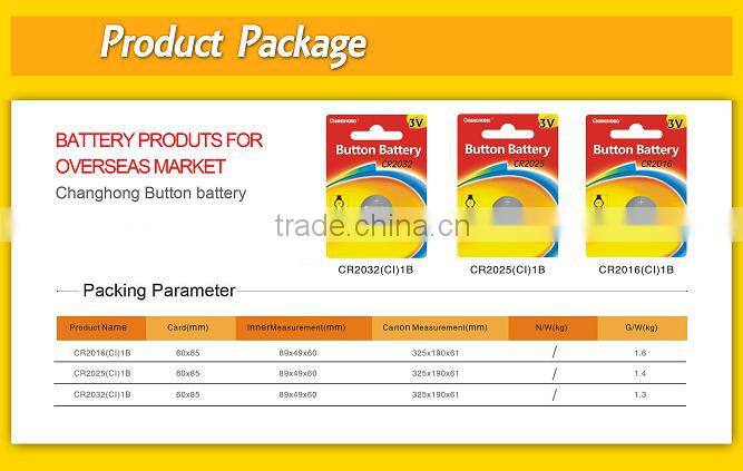 Changhong High quality CR2032 button battery CR2032 3v cell battery