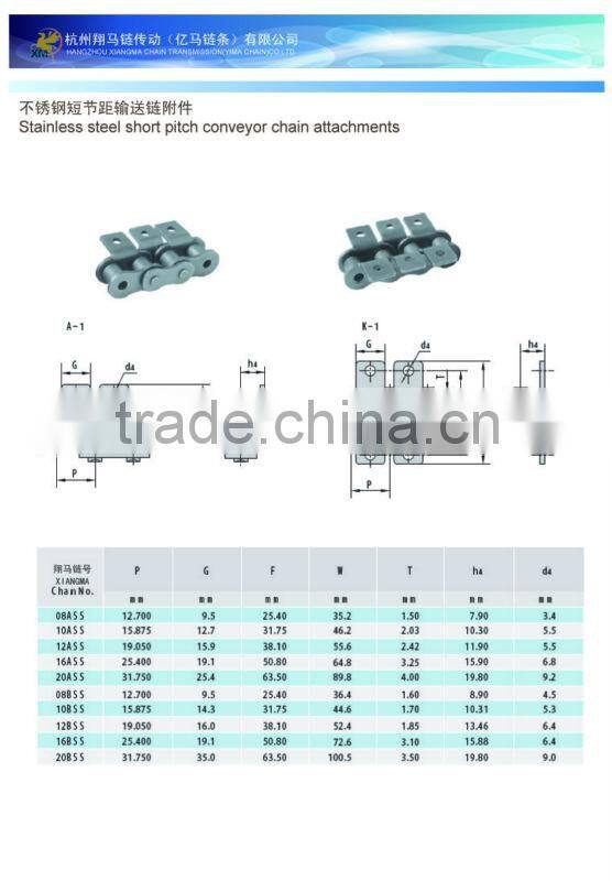 08BSS stainless steel chains/stainless steel chains with attachments