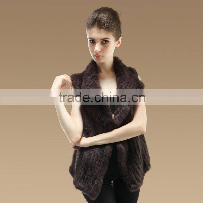 Wholesale 2015 Irregular Style Charmful Real Women Knitted Rabbit Fur Vest