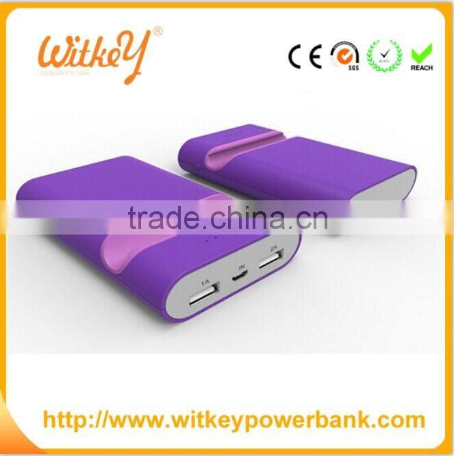 Colorful ABS Dual USB Mobile Phone Bracket Portable Power Bank, Tablet Bracket Charger