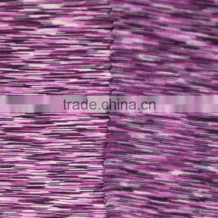 Weft knitted multi color yarn dye sportswear clothing fabric for workout compression shorts