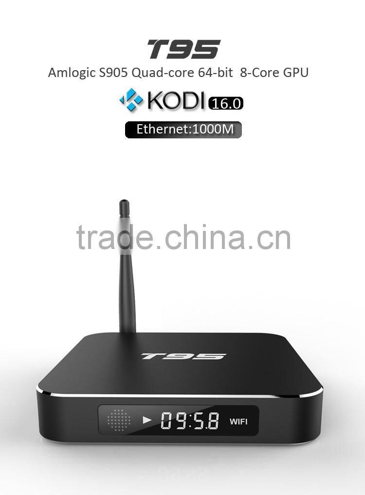T95 Amlogic S905 4k M8 Android TV Box , Quad core TV Android Box with Android 5.1 OS, Kodi16.0 install Free Movies TV Box