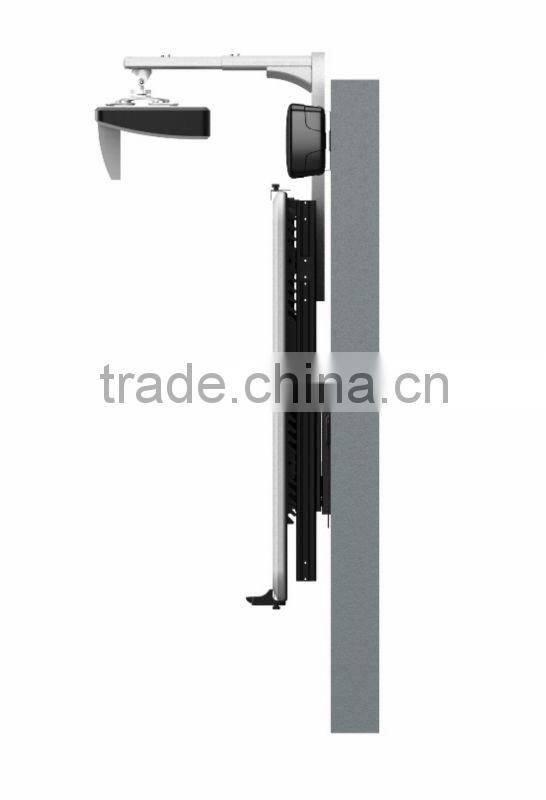 Power elevating wall mount interacitve whiteboard stand
