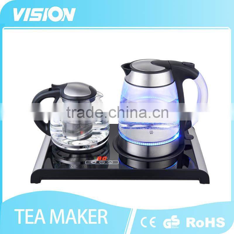 8992T-G2 electric Tempered Glass Tea kettle set with glass kettle