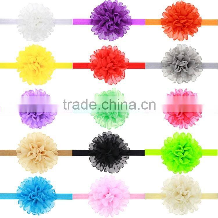 2016 New style girl big flower headband Girls chiffon flower hair band hair flower kids large flower headband wh-1749