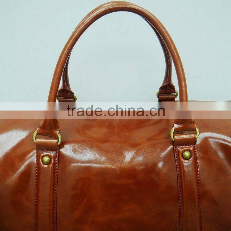 Best sell in Dongguan trolly bag handmade travel luggage brown goat leather overnight trolley school bags