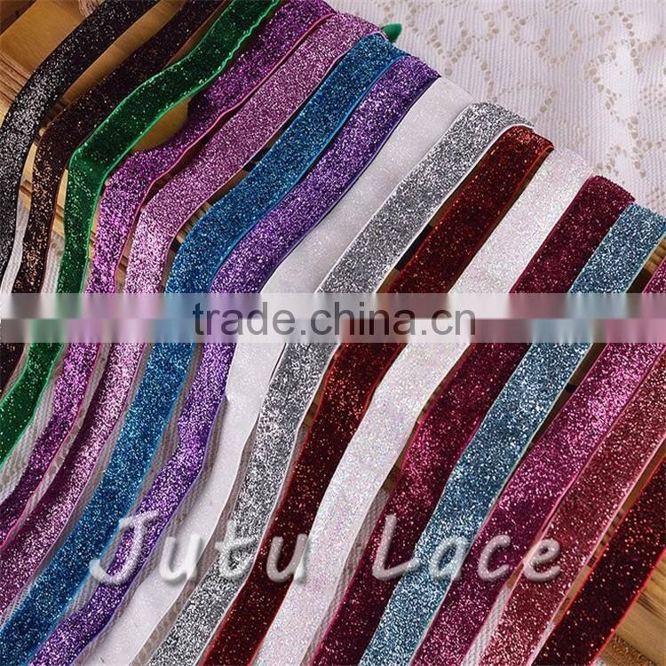 NeW HOT Sale!!Hair Accessories Decoration 5/8 ''sparkle elastic FOE velvet type of glitter hair tie