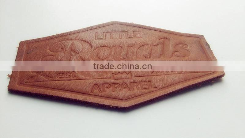 Custom special shape PU heat press leather patch for jeans in china