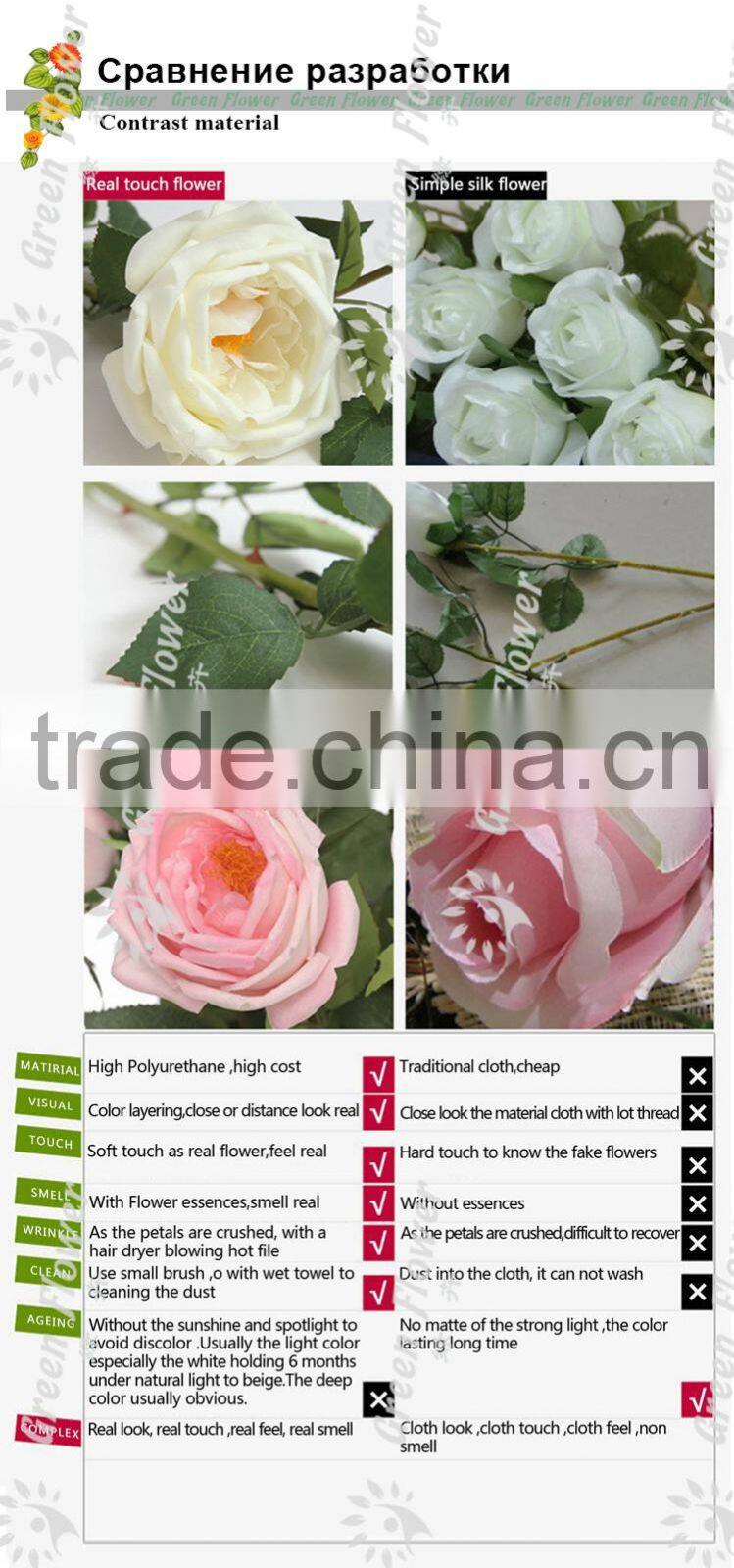 2016 Wholesale Multicolor Latex PU Artificial Flowers Diamond Rose Real Touch Bouquet Wedding Bridal Decor Display Flower