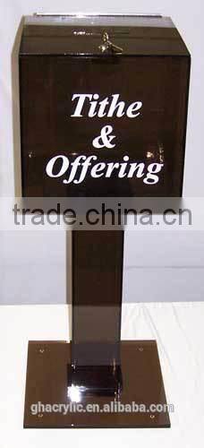 high-end acrylic donation boxes, Magnetic acrylic donation box with lock