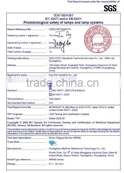 Chinese manufacture vehicle safety system MR688 fatigue monitor automobiles alarm