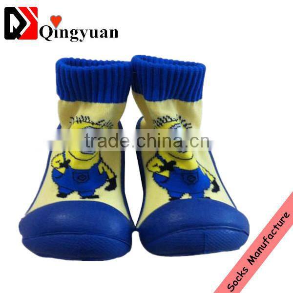 wholsales anti-slip kids/baby/children socks shoes rubber sole socks