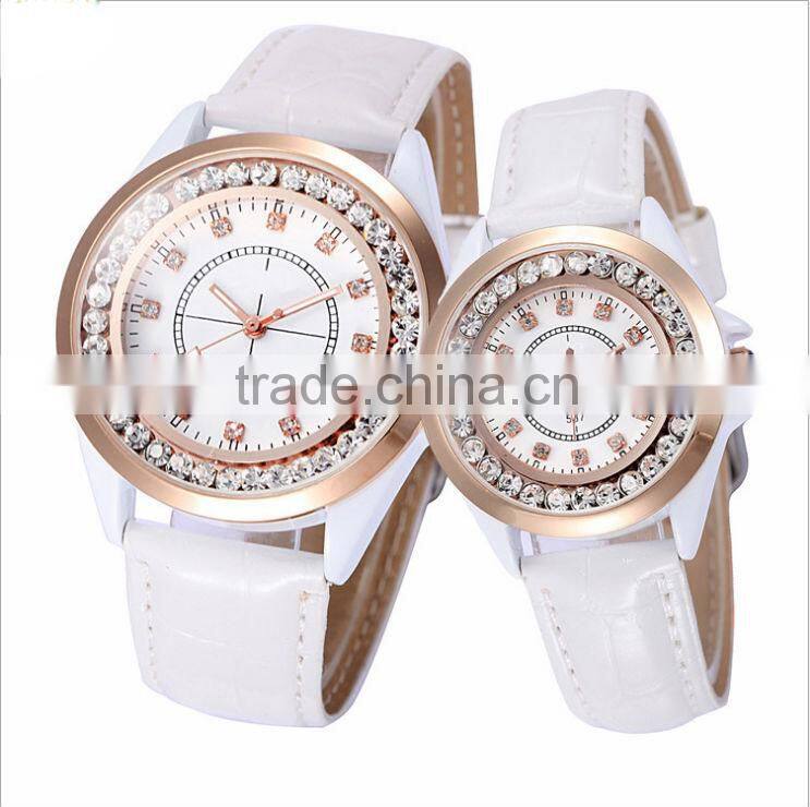 Upscale Leather couple watch diamond pair watch