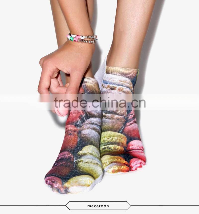 outdoor ankle white monkey high quality 3d digital full print colorful ankle socks sports unisex custom hot sale stretch spandex