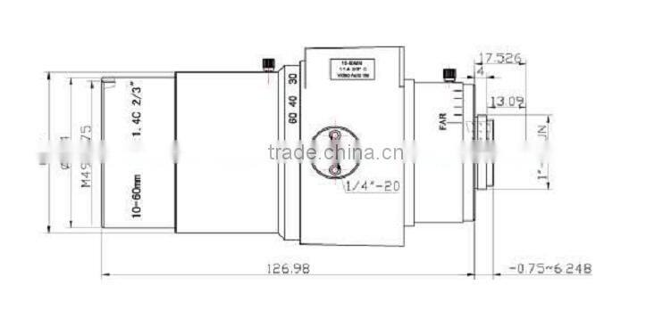 2MP 2/3" Format C-mount Auto Iris Varifocal Lens 10~60mm