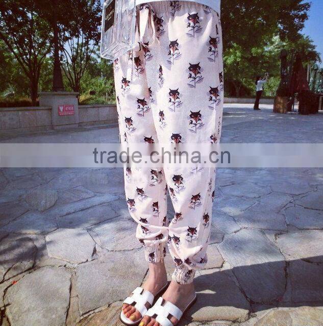 2014 Little fox print pants harlan wide-legged joker casual balloon pants