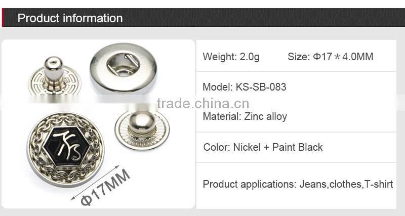Custom China Cheap Round Shape Engraved Metal Buttons caps
