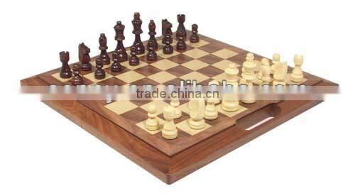 Standard UK Style Portable Natural Ebony And Maple Wood Giant Outdoor Chess Set