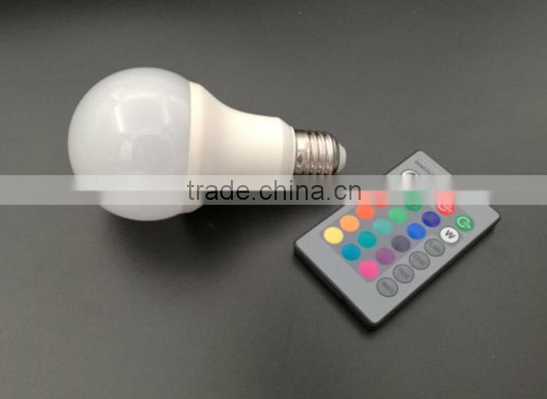 2016 hotsale 16 color RGB E27/B22 9W bulb with IR remote