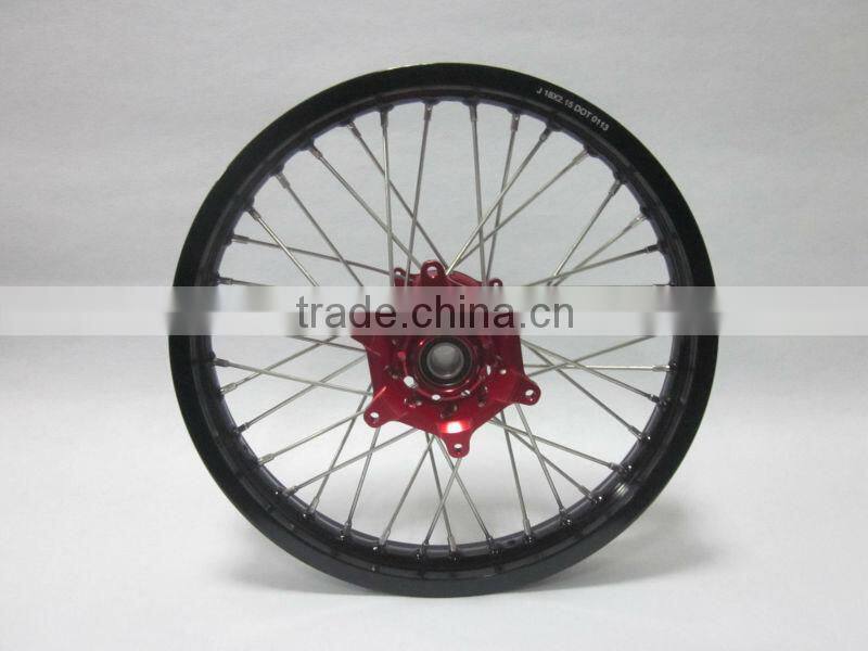 Motorcycle wheels:CRF 125/250/450 motorcycle complete wheel sets:Black hubs with black rims 1.60-21" and 1.85-19"