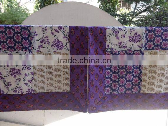 Hand Block Print Patchwork Bedspread with Set of 2 Pillow Covers, Queen Size Patchwork Bedding, Beautiful Golden Block Print Bed