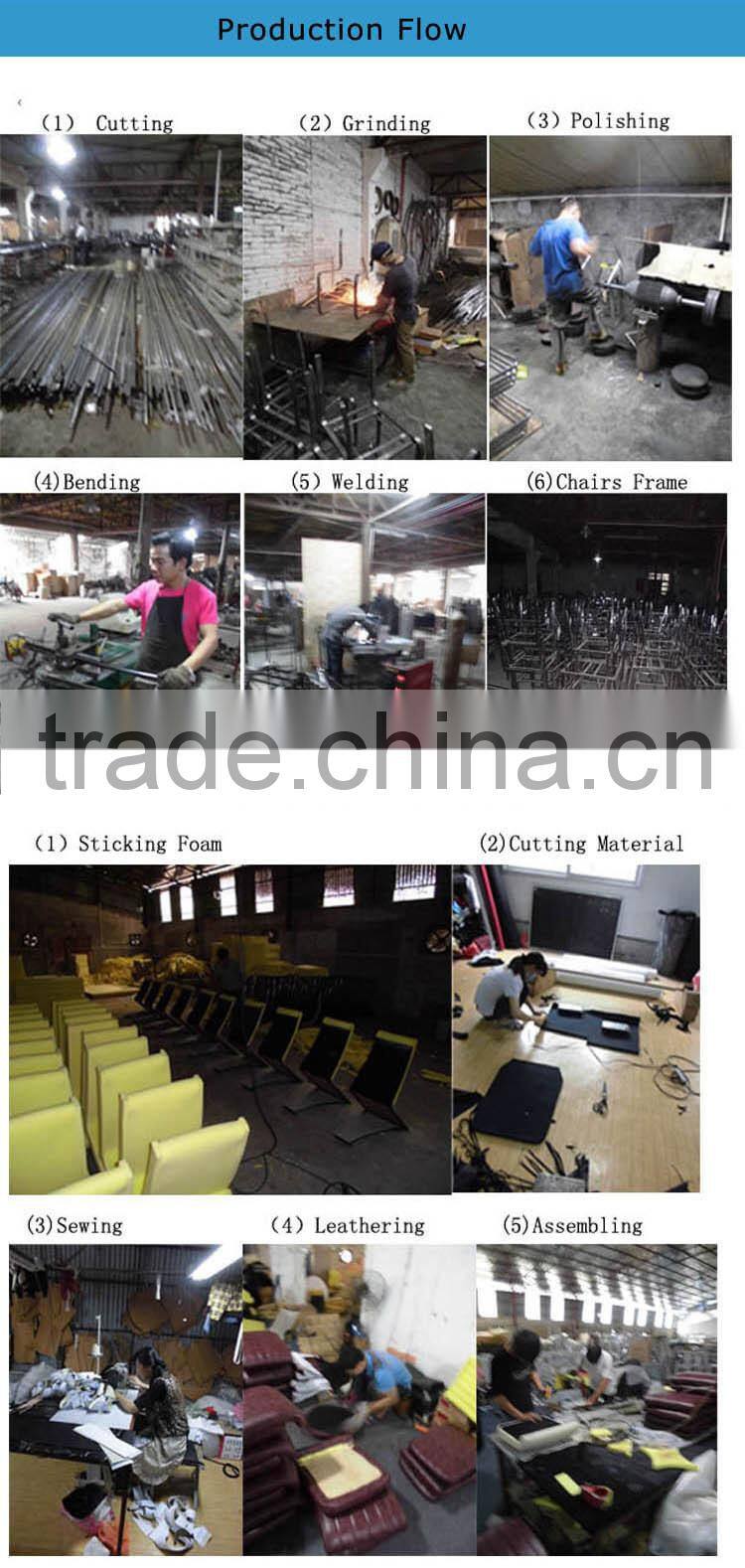 Chinese style home furniture leather and metal dining chair and table