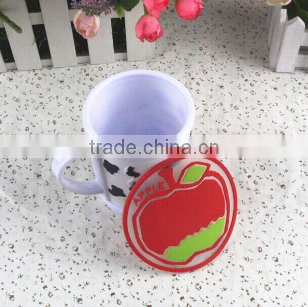 plastic soft pvc apple shape coaster